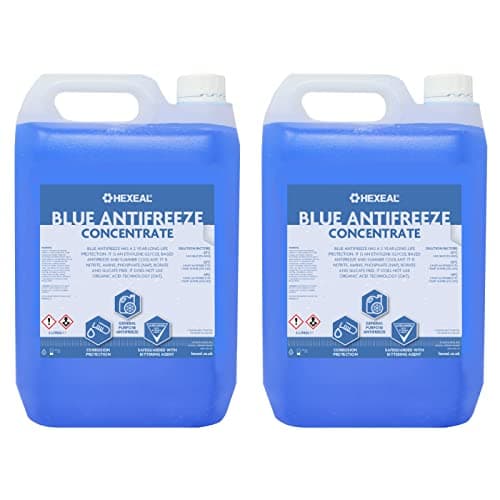 Image of Hexeal Blue Antifreeze 10L – 2 x 5L of High Concentrate Long Life Engine Coolant & Antifreeze for Cars & Vans – Summer & Winter – All Year Freeze Protection to -37 Degrees Celsius