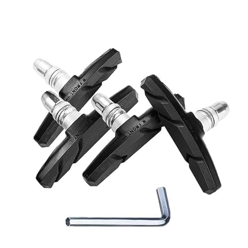 Image of YHT 2 Pairs V Bike Brake Pads,70mm Brake Bicycle Blocks with Hex Nuts and Spacers,Universal Bike Brake Blocks for Mountain Bikes Road Bikes,1 hexagonal spanner included(Black)