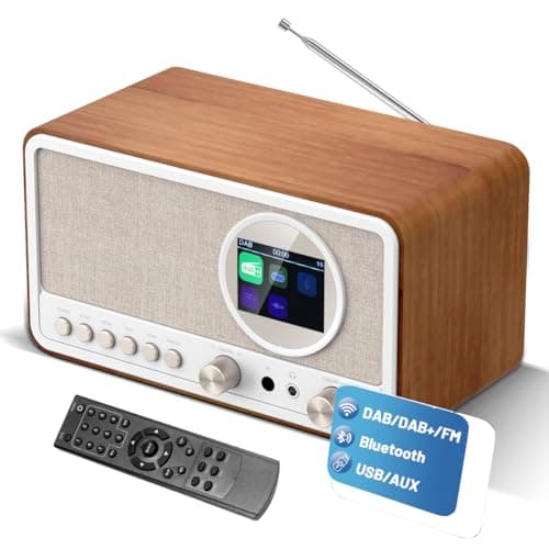 Image of DAB DAB+ FM Digital Radio with Bluetooth and Dual Alarm Clock | Portable Vintage Radio Retro Bluetooth Speaker with USB/AUX, Headphone Jack, Sleep Timer, Remote Control, 30 Presets