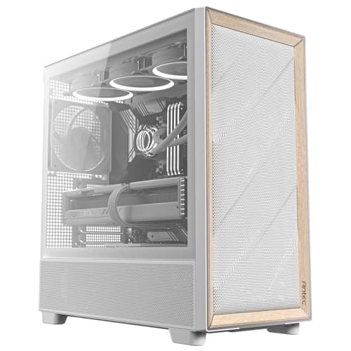 Image of Antec Flux Wood White, 5 x PWM Fans Included, High-Airflow Front Panel with Birch Wood, Type-C, 420mm Radiator & Back Connect Motherboard Support, Up to 9 Fans Simultaneously, Mid-Tower E-ATX PC Case