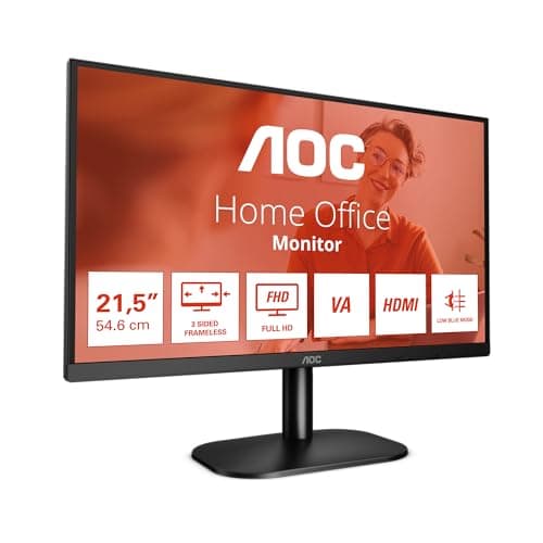 Image of AOC 22B2H - 22 inch FHD Monitor, 75Hz, VA, 7ms Frameless design, Tilt, lowBlue Mode, Flicker Free (1920 x 1080 @ 75Hz, HDMI/VGA)