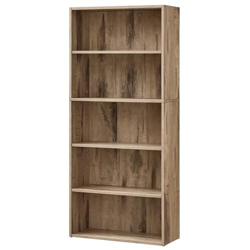 Image of VASAGLE Bookshelf, 5-Tier Bookcase, Storage Shelving Unit, Display Shelf with Open Compartments, Adjustable Storage Shelves, for Living Room, Home Office, Bedroom, Camel Brown LBC165T50