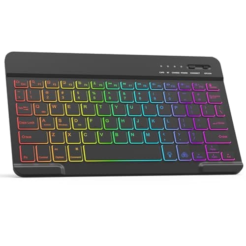 Image of Bluetooth Keyboard, iPad Tablet Rechargeable Wireless Keyboard, QWERTY Quiet Portable for iPad, iPhone, Samsung, Lenovo, Huawei, Compatible Windows/Android/iOS (Black)