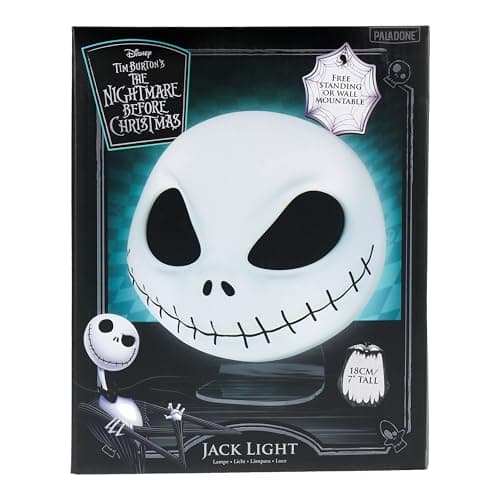 Image of Paladone Nightmare Before Christmas Mask Light | Officially Licensed Disney Merchandise | Novelty USB & Battery Powered Desk & Wall Mountable Spooky Decor Movie Gift, Jack, White