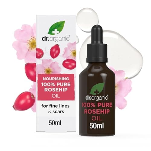Image of Dr Organic Rosehip Oil, 100% Pure & Natural, High in Vitamin C, Rejuvenate & Nourish, Facial Oil, Aromatherapy, Diffusers, Massage, Vegan, Cruelty Free, Paraben & SLS Free, Certified Organic, 50ml