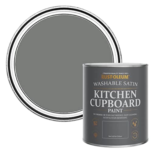 Image of Rust-Oleum Grey Scrubbable Kitchen Cupboard Paint in Satin Finish - Torch Grey 750ml