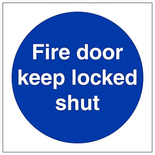 Image of V Safety Fire Door Keep Locked Shut 150 x 150 mm - 2mm Rigid Plastic Safety Sign