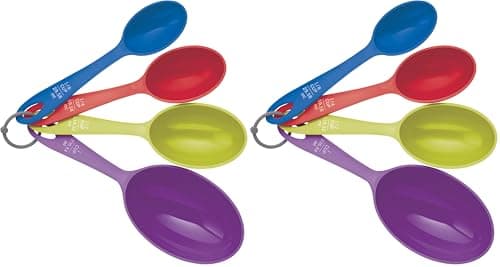 Image of KitchenCraft Colourworks Measuring Cup Set, Multi-Colour, 4-Piece (Pack of 2)