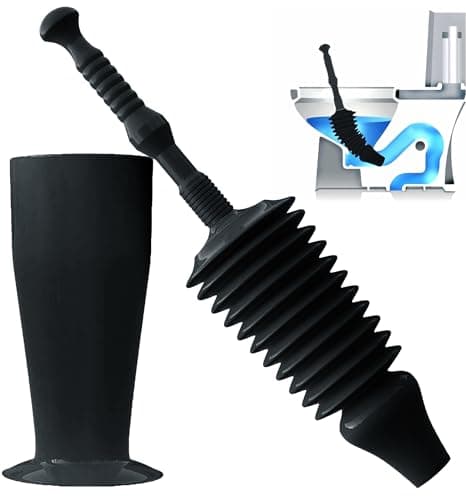 Image of Luigi's World's Best Plunger - Unclogger Tools for Unblocking Toilet - Heavy Duty Plungers with Unique Unblocker Design - Remover Tool to Unblock Toilet Blockage - Black