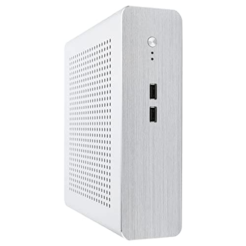 Image of Bewinner Mini ITX Gaming PC Case, G60S HTPC Chassis Full Aluminum DC‑ATX Power Supply Computer Case for Mini-ITX 170x170mm, Free Placement(USB2.0 Silver)