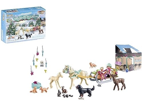 Image of Playmobil 71345 Advent Calendar - Christmas Sleigh Ride, Countdown to Christmas, Includes 24 doors to open each day in December, Christmas toy for children ages 4 years+