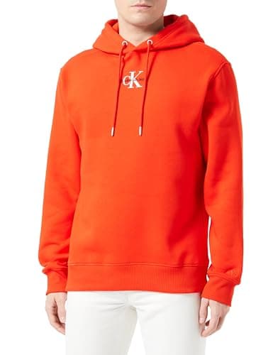 Image of Calvin Klein Jeans Men Hoodie Monologo, Red (Fiery Red), S