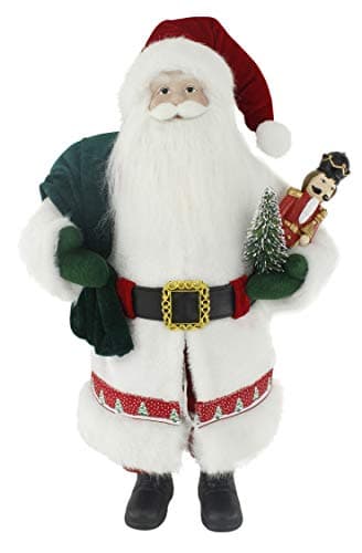 Image of Windy Hill Collection Snowy White Woodland with Nutcracker 18" Inch Santa Claus Standing Figurine Figure Decoration 180038