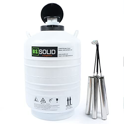 Image of U.S.SOLID 30L Cryogenic Container Liquid Nitrogen LN2 Tank Dewar with Straps 6 Canisters, 80mm Diameter