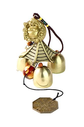 Image of Lucky Wind Chimes, Vintage Metal Hanging Wind Bell Outdoor Good Luck Hanging Charm with Coin for Garden Home Patio Yard (Buddha Wind Chime)