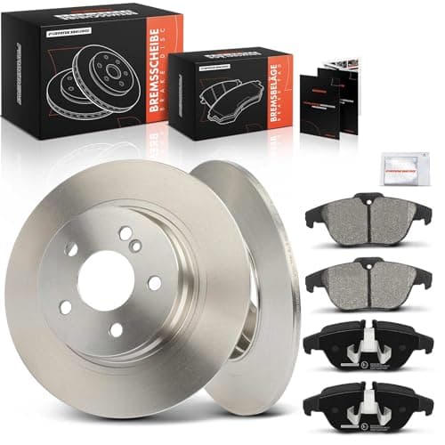 Image of Frankberg Brake Kit incl. 2x Brake Disc + 4x Brake Pad Rear Compatible with C-Class T-Model S204 E-Class Cabriolet A207 C-Class Coupe Replace# A0054200720