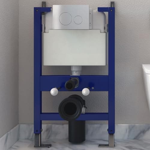 Image of Bathroom Wall Hung Toilet 0.82M Concealed Cistern Frame WC 3-in-1 Set Round Dual Flush Plate Chrome