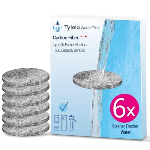 Image of Water Filter Replacement Discs 6 Pack – Compatible with Brita Fill & Go Bottles & Jugs – Fast Flow Carbon Filter, Reduces Chlorine – 5μm Fine Filtration