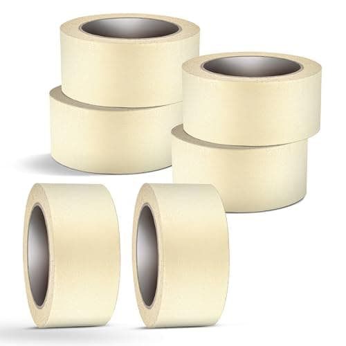 Image of EVOKK Pack of 6 Masking Tape Rolls (48mm x 50m) – Premium Quality Masking Tape for Painting, Decorating & Crafts, Low Tack, Residue-Free, Strong Adhesion, Ideal Paper Tape, Artist & Paint Use