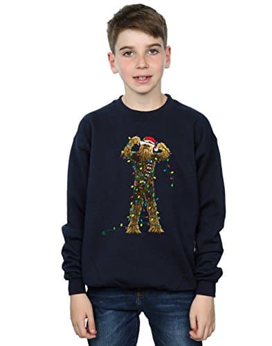 Image of Star Wars Boys Chewbacca Christmas Lights Sweatshirt 9-11 Years Navy Blue