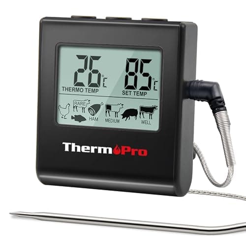 Image of ThermoPro TP16B Digital Meat Thermometer Cooking Thermometer with Stainless Steel Long Food Temperature Probe for Liquids, Oven, Smoker, BBQ, Candy, Oil, Deep Frying Food Thermometer with Timer Alarm