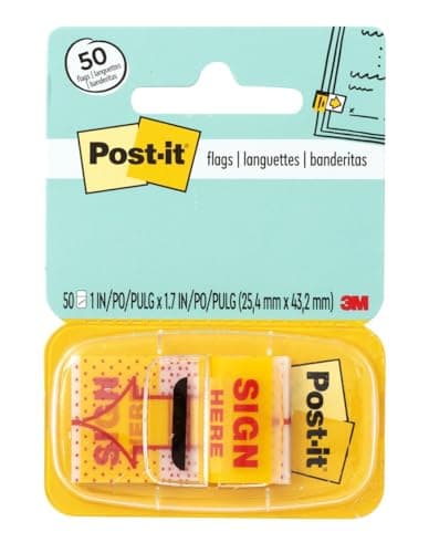 Image of Post-it 25mm x 43.2mm Index Sign Here Flags (50 Sheets),680-9