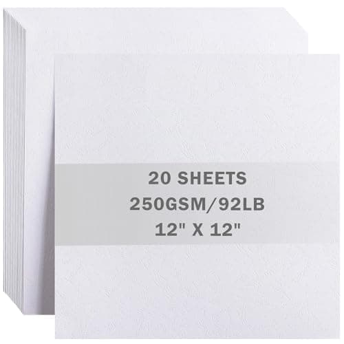 Image of 12" x 12" Texured Card Stock - 20 Sheets Thick Construction Card Paper 250gsm/92lb for Crafts Cricut Scrapbook Card Making Birthday Embossed White UAP34DW20