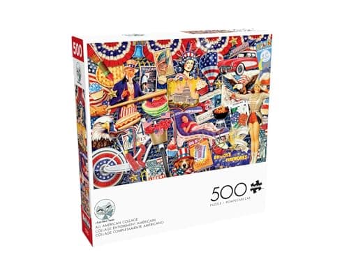 Image of Buffalo Games - Kate Ward Thacker - All American Collage - 500 Piece Jigsaw Puzzle Colorful Puzzle for Adults – Precision-Cut Pieces, Beautiful Artwork, and Hours of Relaxing Fun