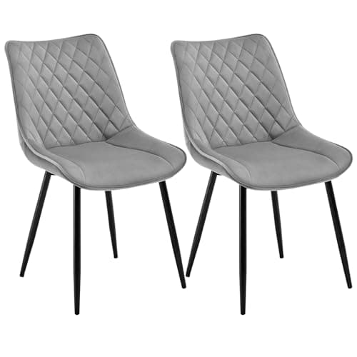 Image of WOLTU Dining Chairs Set of 2 pcs Kitchen Counter Chairs Lounge Leisure Living Room Corner Chairs Light Grey Velvet Reception Chairs with Backrest and Padded Seat