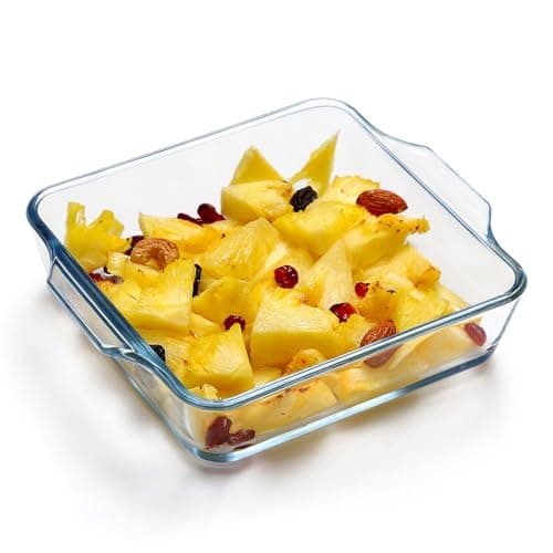 Image of NUTRIUPS Square Glass Baking Dish 15.5cm Mini Oven Proof Dishes Borosilicate Glass Oven Dish Small Casserole Dish (0.8L)