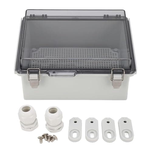 Image of Junction Box, IP67 Waterproof Plastic Electrical Enclosure Junction Box Dustproof Hinged Shell Outdoor Universal Project Enclosure with Clear Cover for Electrical Project, 220 X 170 X 110mm