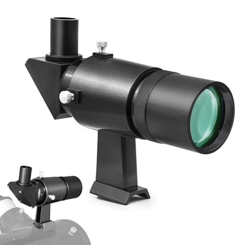 Image of Astromania Finder Scope, 9x50 Right-Angle Metal Optical Finderscope for Astronomical Telescope with Crosshair and Bracket, Fully Multi-Coated Upright Corrected Image
