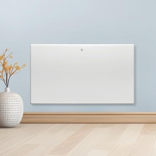Image of Purus 1200W White Electric Radiator Heaters for Home, Bathroom Safe Electric Heater Setback Timer Lot 20 & Advanced Thermostat Control Wall Mounted or Floor Standing Low Energy Panel Heater