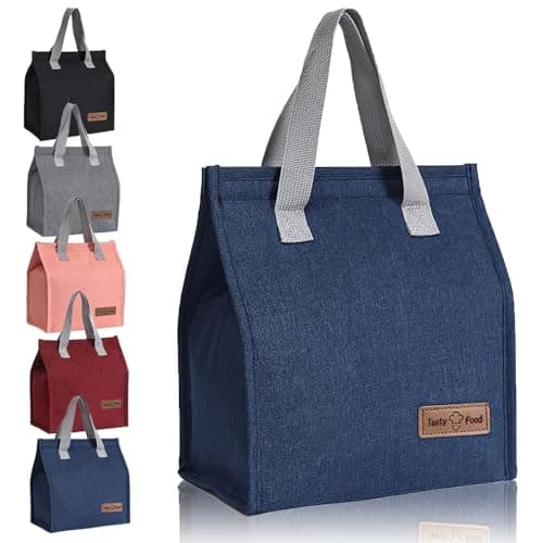 Image of Basuit Lunch Bags Cooler Bags Lunch Box Tote Insulated Lunch Bags - Leakproof Soft Cooler Bag for Women Ladies Men Adult Chilren Cool Bag Lunch Box Container Work Outdoor Traveling(Dark Blue)