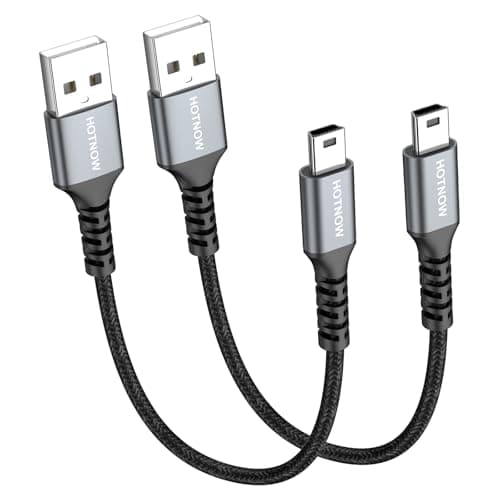Image of HOTNOW Short Mini USB Cable 0.3m 2 Pack, USB 2.0 to Mini B Cable Data Sync and Charging Compatible with PS3 Controller, MP3/4Player, Dash Cam, PDA, Camera, GoPro Hero