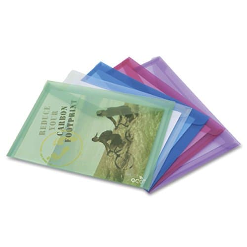 Image of Rapesco 1039 ECO Popper Wallets, A4, Assorted Transparent Colours, Pack of 5