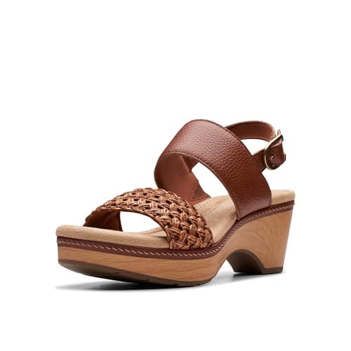 Image of Clarks Women's Seannah Step Wedge Sandal, Tan Leather, 3 UK
