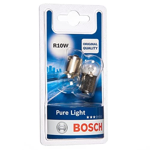 Image of Bosch R10W (245) Pure Light Halogen Headlight Bulbs, 12 V 10 W, Original Quality - Socket Type BA15s - Pack of 2 Replacement Car Light Bulbs