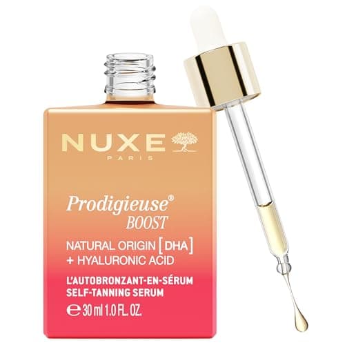 Image of Nuxe Prodigieuse Boost Self-Tanning Face and Neck Serum 30ml with Hyaluronic Acid, 100% Natural DHA for a Gradual, Radiant Glow.