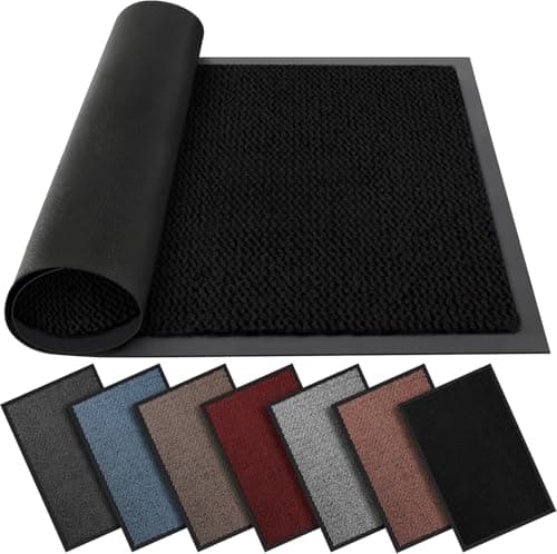 Image of BLADO Washable Door Mats - Non-Slippery Heavy Duty Doormats - Stylish & Large Rubber Door Mat - Perfect Dust Grabbing Outdoor & Indoor (Black, 60cm x 90cm)