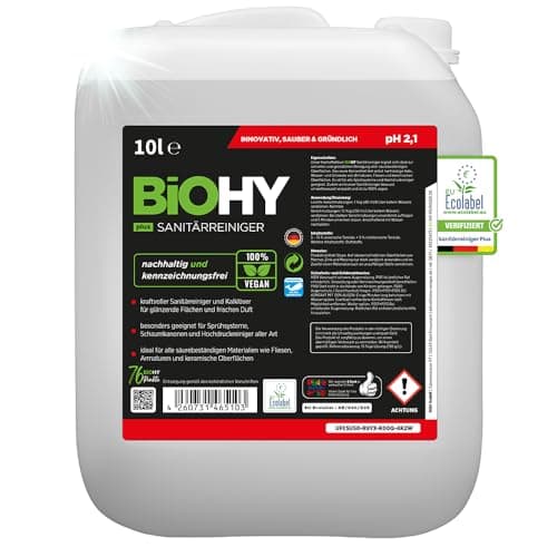 Image of BiOHY Sanitary Cleaner (10l Canister) | Lime decomposing concentrate for the sanitary area | powerful bathroom cleaner with fresh smell | EXTRA STRONG | for hygienic cleanliness (Sanitärreiniger Plus)