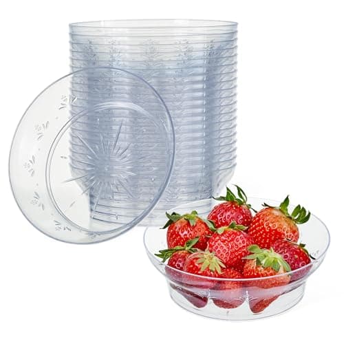 Image of MATANA 40 Small Clear Hard Plastic Serving Party Bowls (360ml / 12oz) - Perfect for Nibbles, Desserts, Snacks, Candy, Nuts, Antipasti, Sweets - Elegant & Reusable