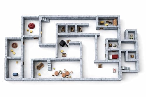 Image of Modular Dungeon Terrain Set for DND, 28mm Tabletop RPG Stone Walls with Arched Doorways and Accessories for Dungeons and Dragons, Pathfinder and Wargaming (Explorer’s Dungeon (Standard))