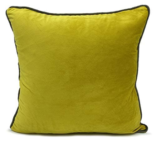 Image of Large Cushions cover or filled cushion Velour ITALY Plush Velvet 2 tone PIPED | 17"X17" FILLED cushion | Mustard