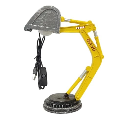 Image of Excavator Table Lamp for Kids Bedroom Construction Vehicle Night Light Minimalist Digger Desk Lamp for Nursery and Boys Room Decor Soft Led Bedside Lighting