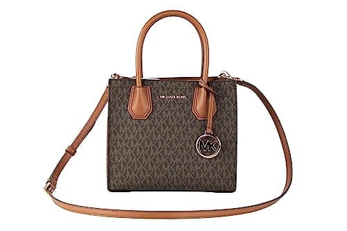 Image of Michael Kors MERCER MEDIUM MESSENGER CROSSBODY SATCHEL POWDER (BROWN)