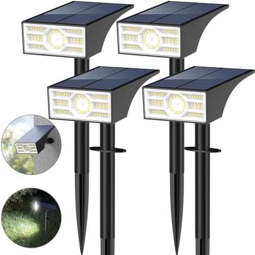 Image of Solar Garden Lights, 56 LED Solar Spot Lights Outdoor, 4 Modes Solar Landscape Spotlights 6500k Cool White IP65 Waterproof Solar Powered Garden Lights Dusk-to-Dawn for Pathway Yard Wall Porch【4 Pack】