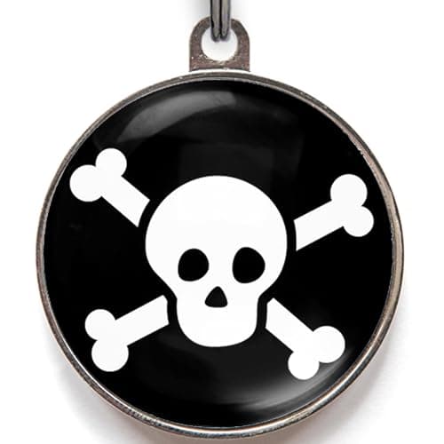 Image of Skull & Crossbones Dog Tag – Add Your Info to The Back – Pirate-Style Pet ID Tag – 36 Colour Options – 2 Sizes for Dogs & Cats