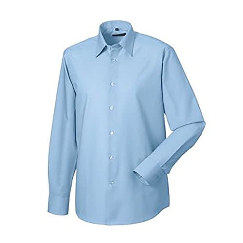Image of Russell Collection Mens Long Sleeve Easy Care Tailored Oxford Shirt (15.5inch) (Oxford Blue)