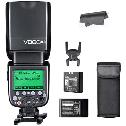 Image of Godox V860II-N TTL Flash for Nikon Camera, 2.4G GN60 HSS 1/8000s, 650 Full Power Flashes Speedlight Compatible for Nikon D3300 D3400 D5300 D5600 D7000 D7100 D610 D800 D810 D850 Z5 Z6 Z7 Z9